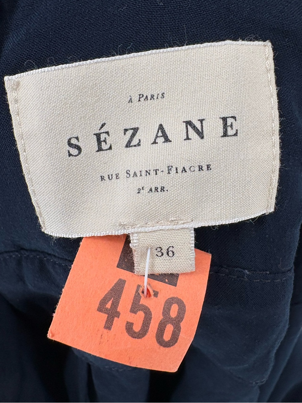 Sézane Ombeline Robe Open Back Mini Dress Size 36 (US 4) Marine Navy - Picture 4 of 13